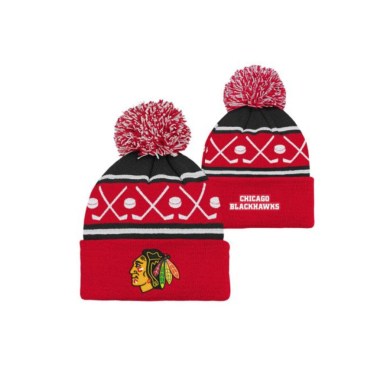 NHL, Zimná, čiapka, DRAFT, BEANIE, CUFF, WITH, POM, CHICAGO, BLACKHAWKS, JR, detská